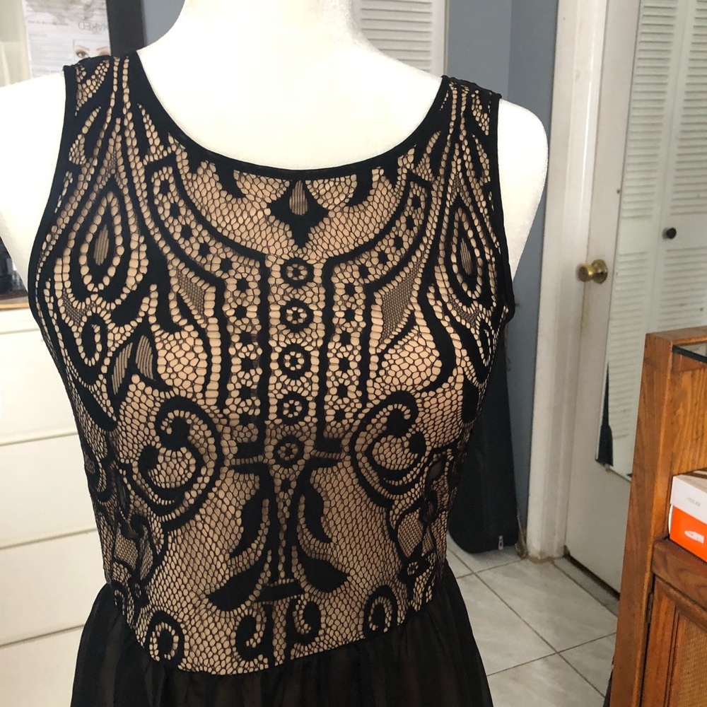 Black lace top dress